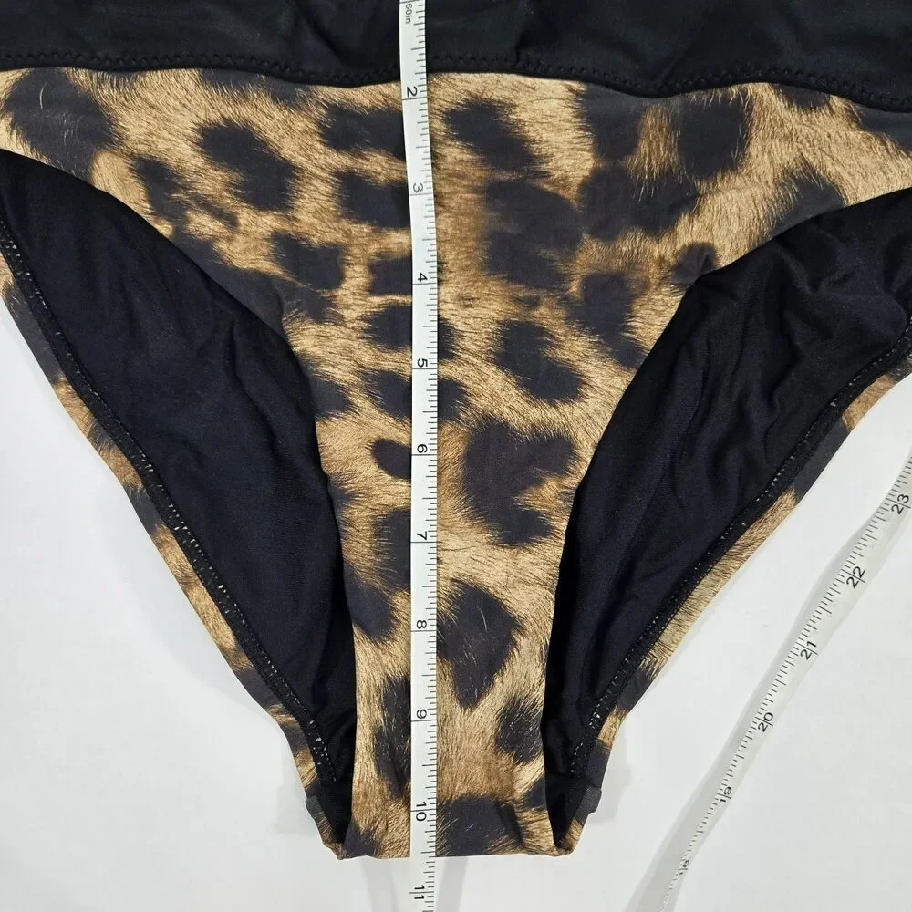 PILYQ Women's Size Small Bikini Bottom Cheetah Print Jungle High-Waist Full NWT‎